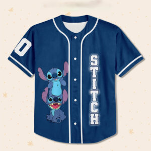 Personalize Disney Stitch Blue Funny Stitch Birthday Baseball Jersey 1