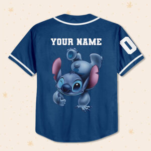 Personalize Disney Stitch Blue Funny Stitch Birthday Baseball Jersey