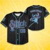 Personalize Disney Stitch Happy Striped Black Baseball Jersey