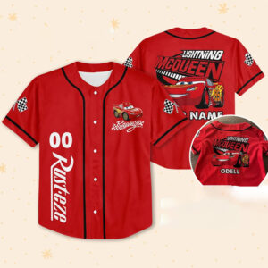 Personalize Lightning Mcqueen Speed Red Dark Baseball Jersey
