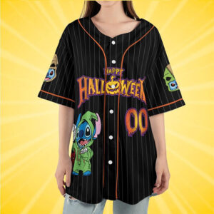 Personalized Disney Halloween Stitch Baseball Jersey 1