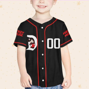Personalized Disney Mickey Funny Black And Red Baseball Jersey 1