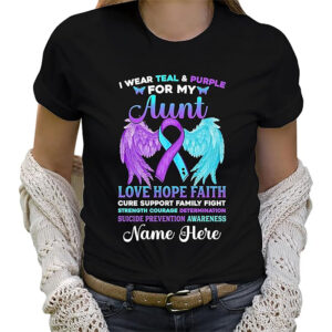 Personalized Suicide Prevention Awareness, Teal and Purple T shirt 1
