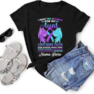 Personalized Suicide Prevention Awareness, Teal And Purple T-shirt