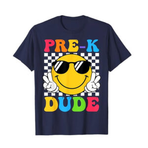 Pre-K Dude Back To School Groovy Smiley Face T-Shirt