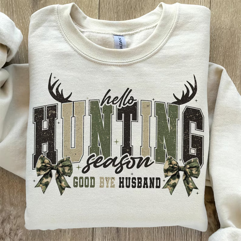 Retro Hello Hunting Season Goodbye Husband Camo Bow Funny T-shirt Retro Hello Hunting Season Goodbye Husband Camo Bow Funny T-shirt