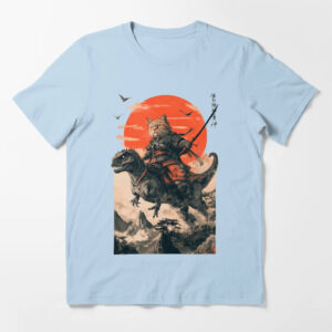 Samurai Cat Riding A Dinosaur Sunset Japanese Style T-shirt Samurai Cat Riding A Dinosaur Sunset Japanese Style T-shirt
