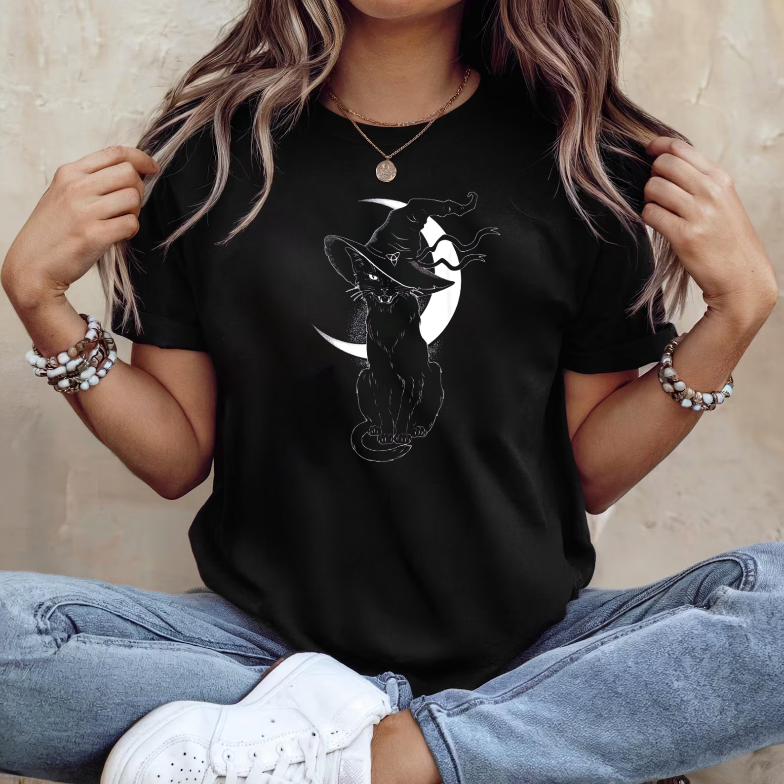 Scary Halloween, Black Cat And Witch Hat Shirt Scary Halloween, Black Cat And Witch Hat Shirt