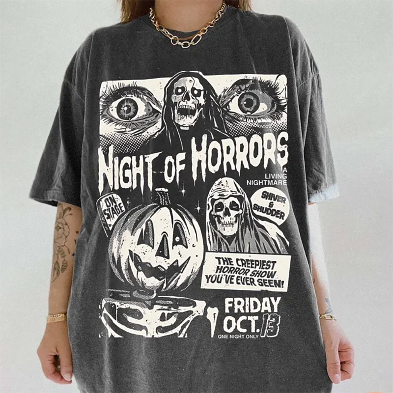 Vintage 90s Halloween Night Of Horrors Comfort Colors Tee